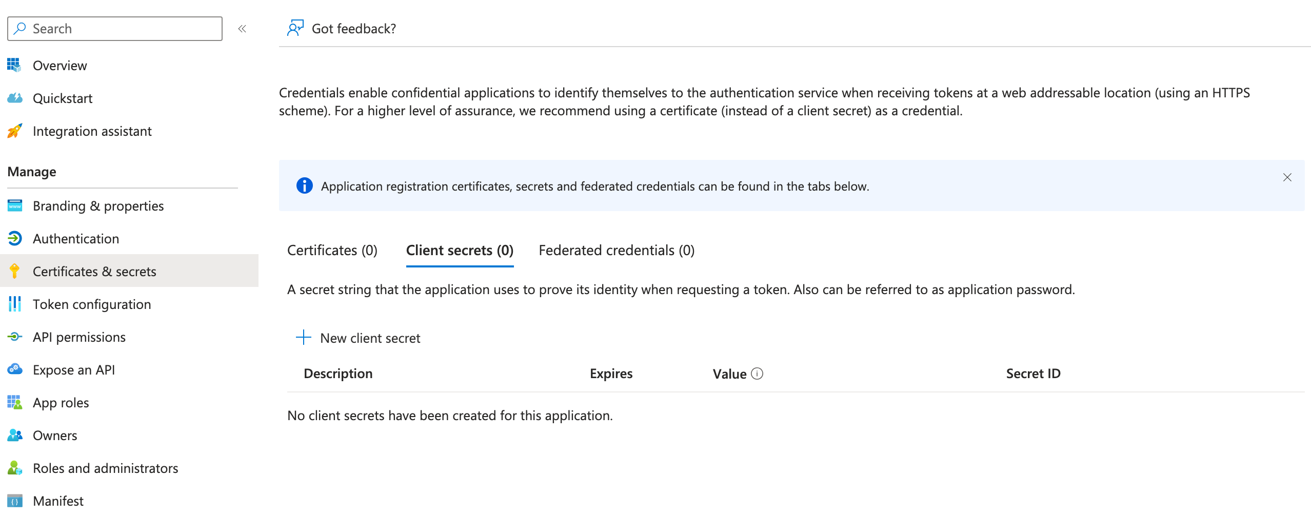 Creating a microsoft entra id app registration for azure function